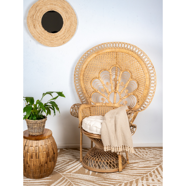 Fauteuil Emmanuelle en rotin teinté marron - AUBRY GASPARD