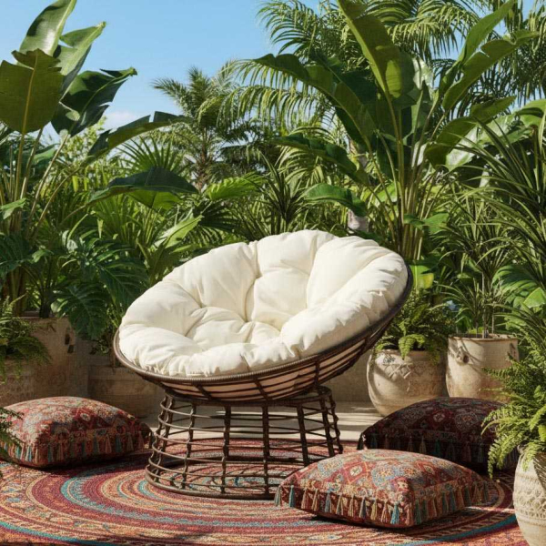 Fauteuil Papasan en polyrésine et acier - AUBRY GASPARD