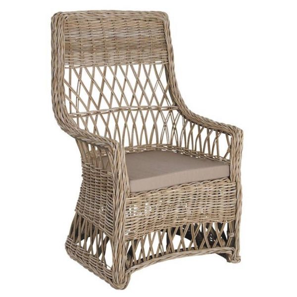 Fauteuil en poelet gris avec coussin en tissu