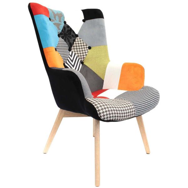 Fauteuil assise en tissu patchwork Helsinki