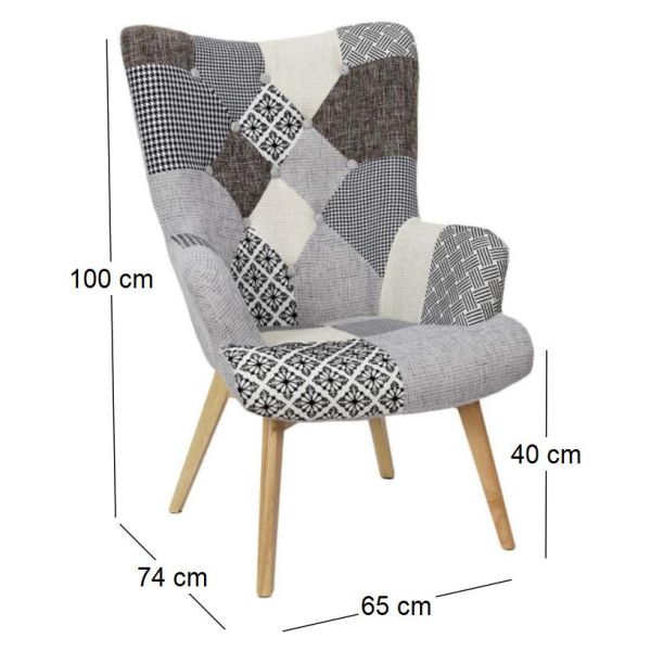 Fauteuil assise en tissu patchwork Helsinki - 9