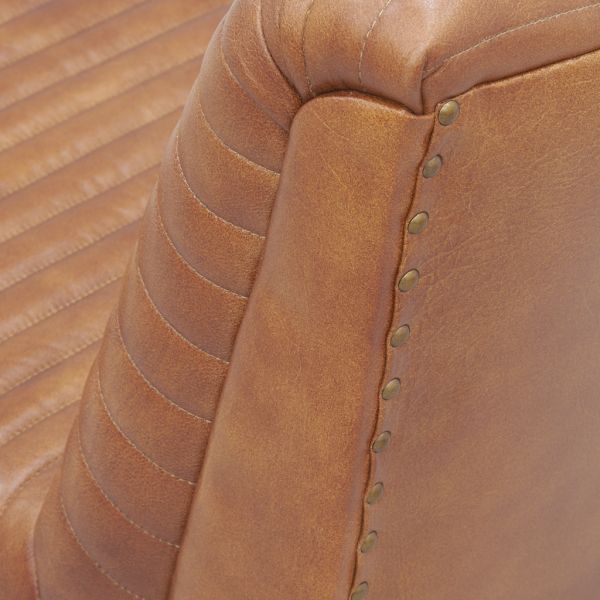 Fauteuil bas en cuir de buffle marron - 6
