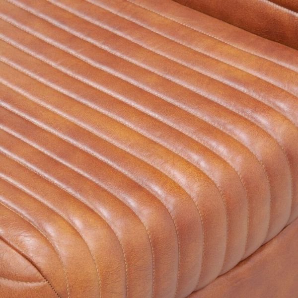 Fauteuil bas en cuir de buffle marron - 5