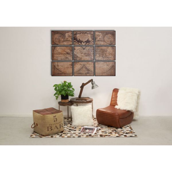 Fauteuil bas en cuir de buffle marron - AUBRY GASPARD