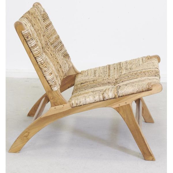 Fauteuil bas en teck naturel et bananier - 389