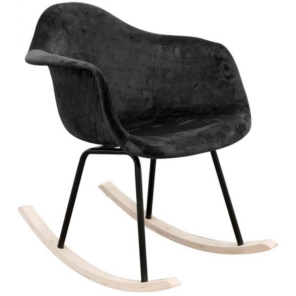 Fauteuil à bascule assise en velours noir