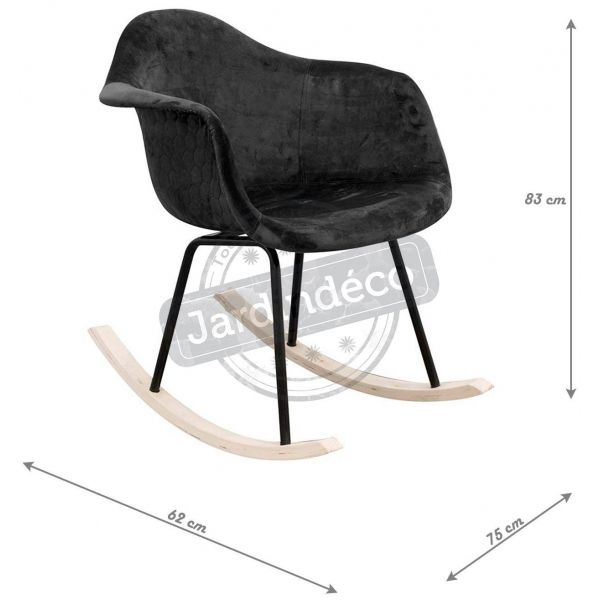Fauteuil à bascule assise en velours noir Fauteuil à bascule assise en velours noir