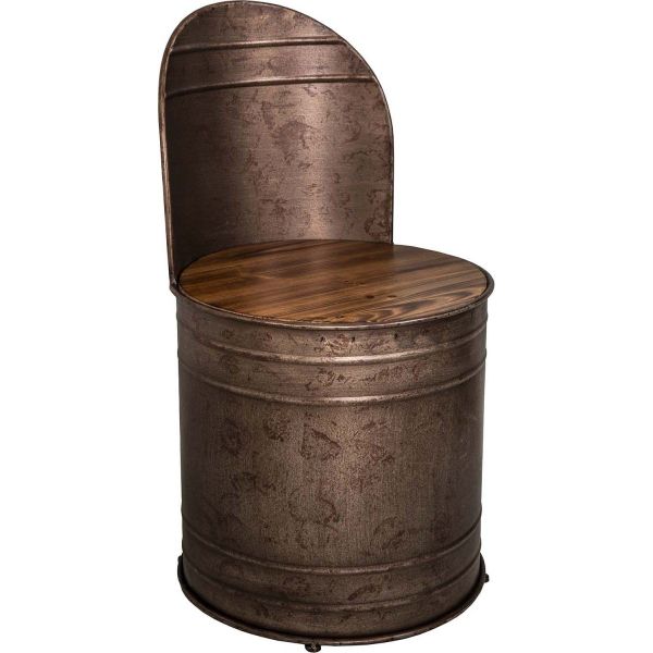 Fauteuil bidon assise en bois