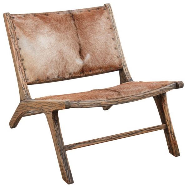 Fauteuil en bois d'acajou et peau de chèvre