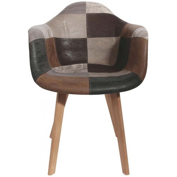 Fauteuil en bois et polyuréthane Patchwork - CMP-1154