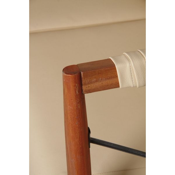 Fauteuil en bois de suar massif et métal - 499