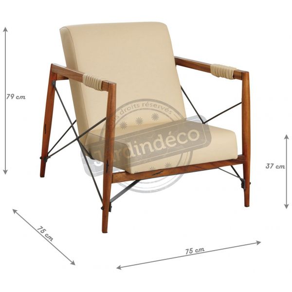 Fauteuil en bois de suar massif et métal - AUB-2411