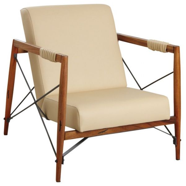Fauteuil en bois de suar massif et métal