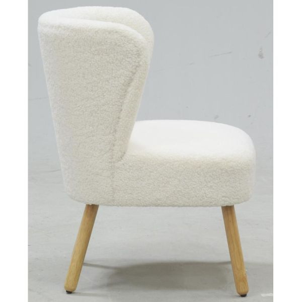 Fauteuil bois et bouclettes blanc - AUB-6110