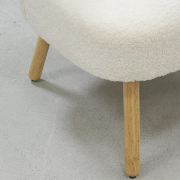 Fauteuil bois et bouclettes blanc - 279