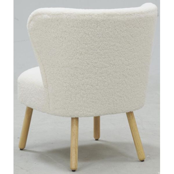 Fauteuil bois et bouclettes blanc - AUBRY GASPARD