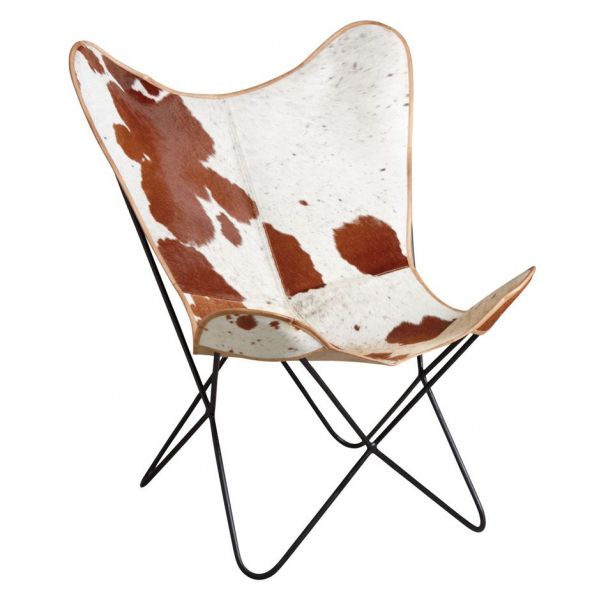 Fauteuil butterfly en peau de vache