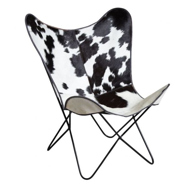 Fauteuil butterfly en peau de vache