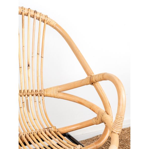 Fauteuil coquille en rotin et métal Ema - 5