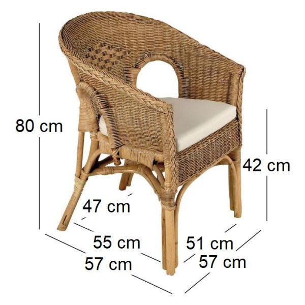 Fauteuil avec coussin en moelle de rotin Galep - AUB-3202