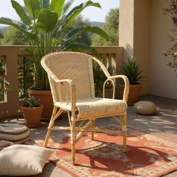 Fauteuil crapaud en manau et moelle de rotin naturelle - AUBRY GASPARD