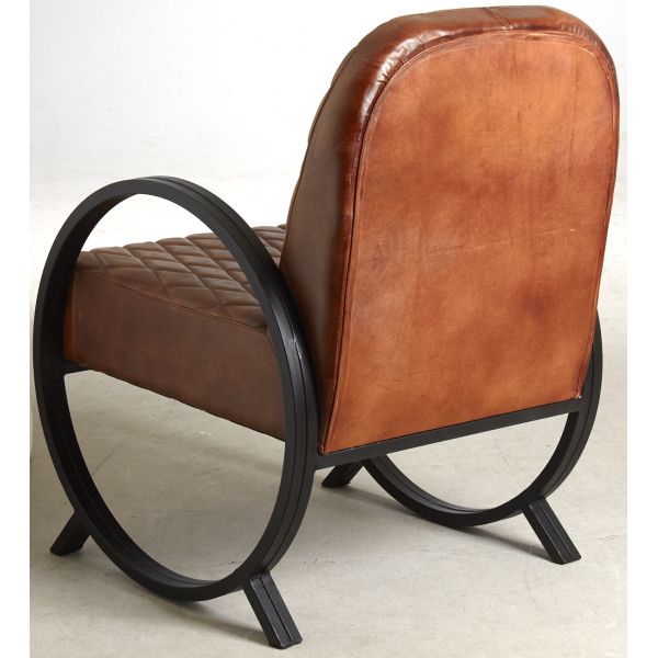 Fauteuil en cuir de buffle véritable et métal - AUBRY GASPARD