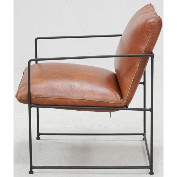 Fauteuil en cuir de buffle et métal - 5