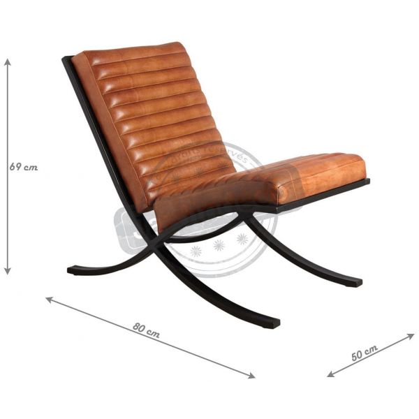 Fauteuil en cuir de buffle pleine fleur et métal - AUBRY GASPARD