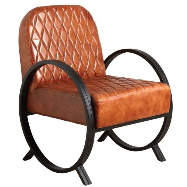 Fauteuil en cuir de buffle véritable et métal
