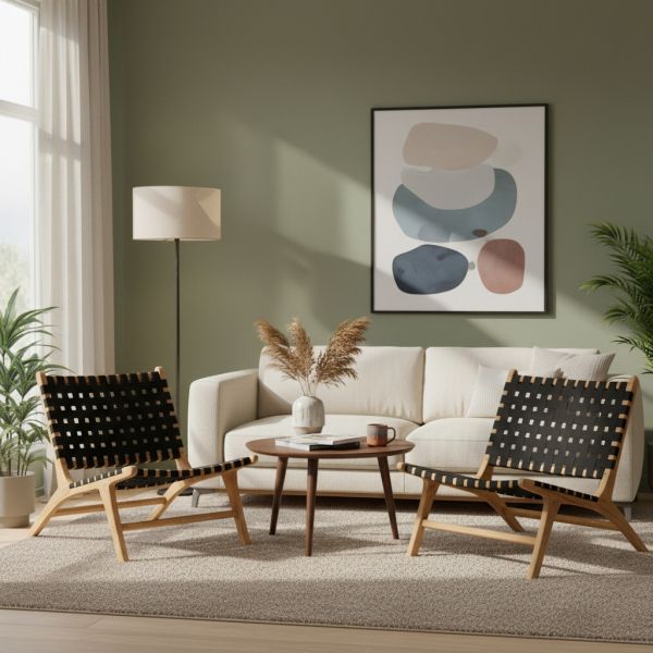 Fauteuil design en teck et nylon tressé - AUBRY GASPARD