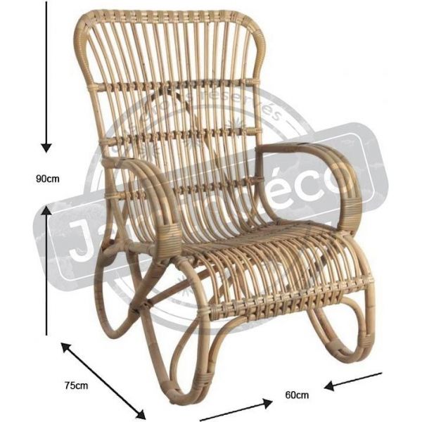 Fauteuil détente en manau et moelle de rotin naturelle - AUBRY GASPARD