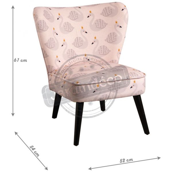 Fauteuil enfant en coton et bois Cygne rose - AUBRY GASPARD
