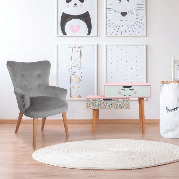 Fauteuil enfant en velours Helsinki - THE HOME DECO KIDS