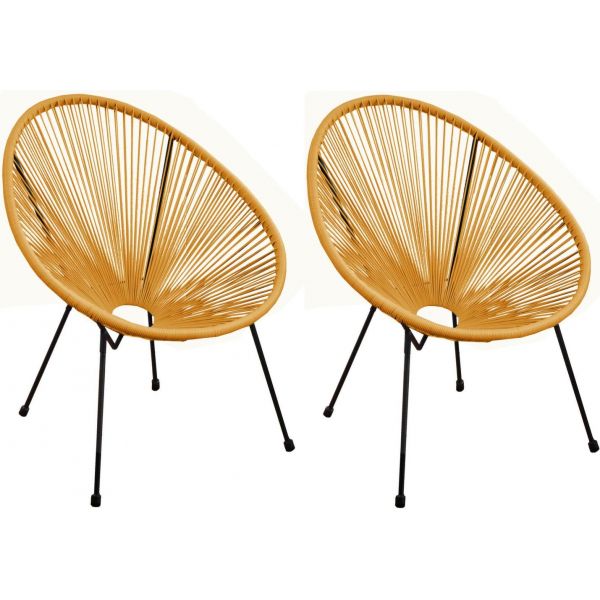 Fauteuil fil de jardin en métal et résine tressée Rio (Lot de 2)
