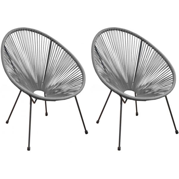 Fauteuil fil de jardin en métal et résine tressée Rio (Lot de 2)