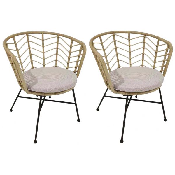 Fauteuil de jardin en acier et résine tressée Holland (Lot de 2)