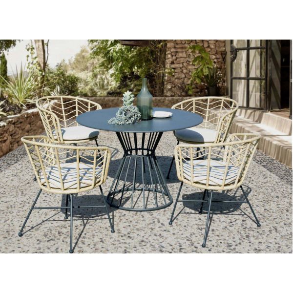 Fauteuil de jardin en acier et résine tressée Holland (Lot de 2) - PROLOISIRS