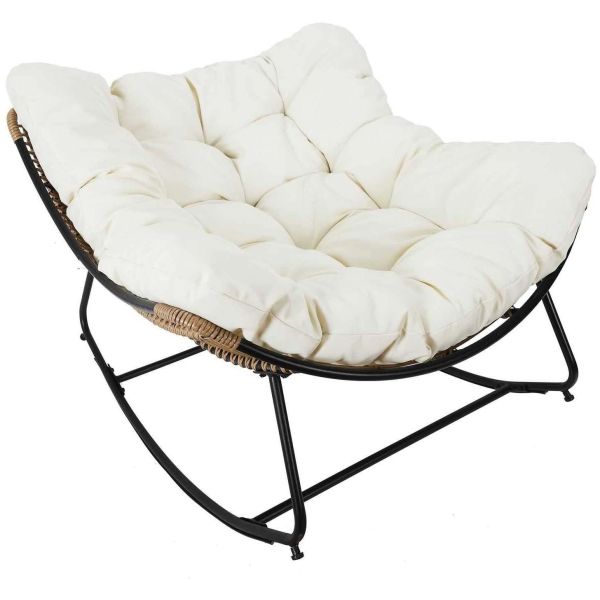 Fauteuil de jardin à bascule avec coussin Tulum