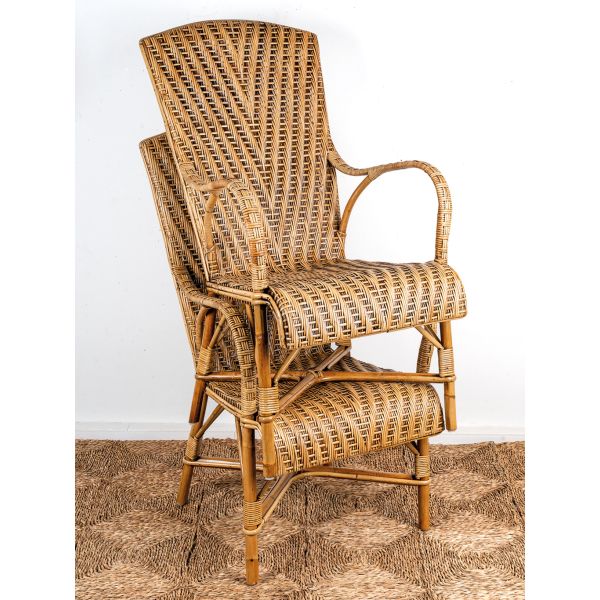 Fauteuil en manau et lame de rotin antique - 6