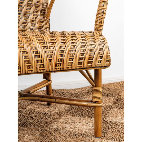 Fauteuil en manau et lame de rotin antique - 7