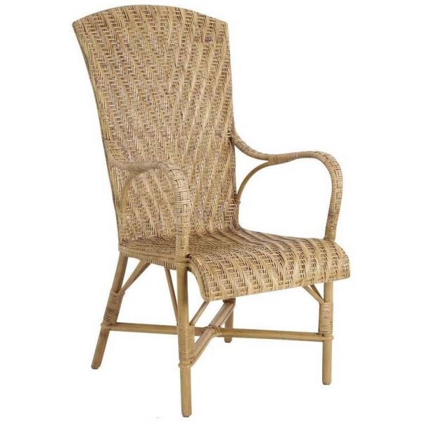 Fauteuil en manau et lame de rotin antique