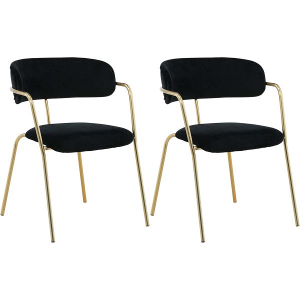 Fauteuil en métal et velours Arrow (Lot de 2)