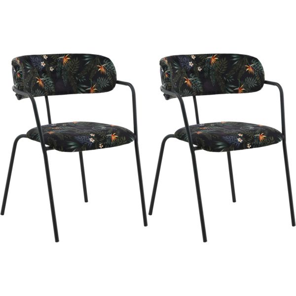 Fauteuil en métal et velours Arrow (Lot de 2)