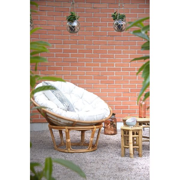 Fauteuil papasan en rotin avec coussin écru - 5