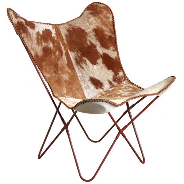 Fauteuil papillon en peau de vache