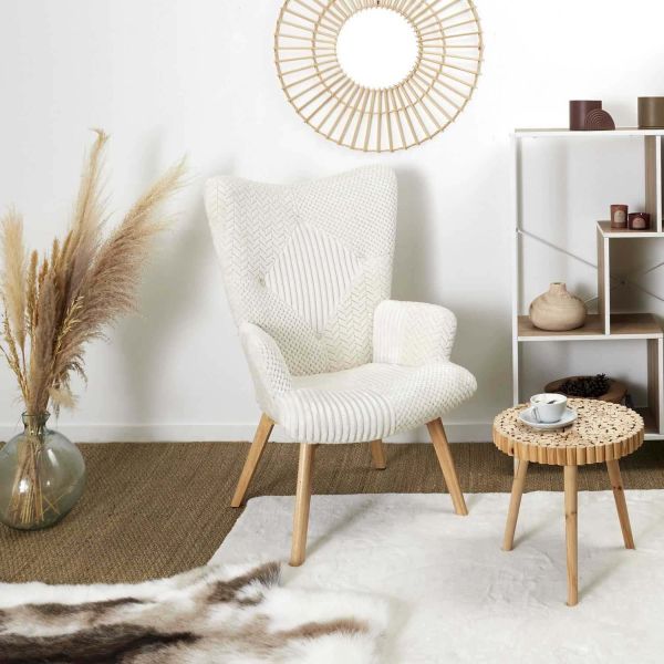 Fauteuil patchwork blanc Helsinki - 219