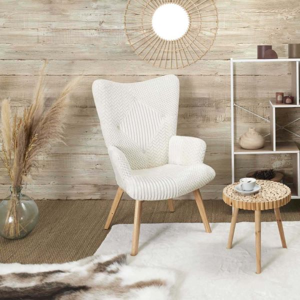 Fauteuil patchwork blanc Helsinki - THE HOME DECO FACTORY