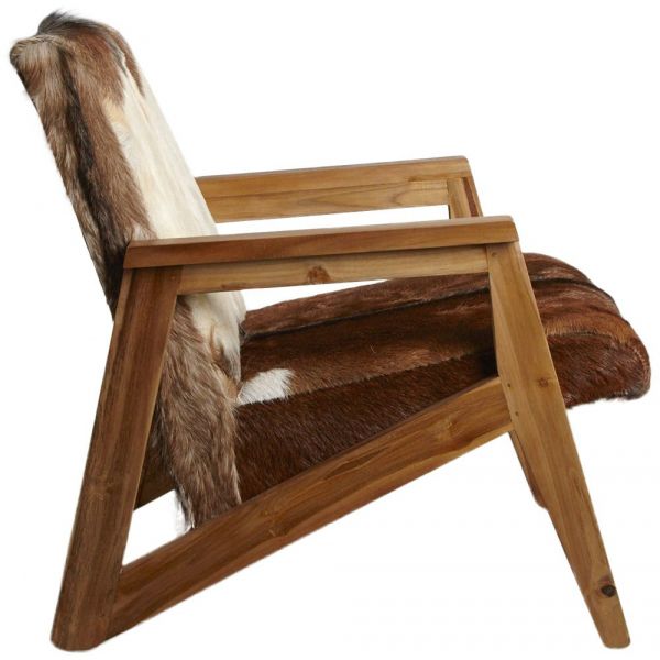 Fauteuil en peau de chèvre marron - AUB-3470
