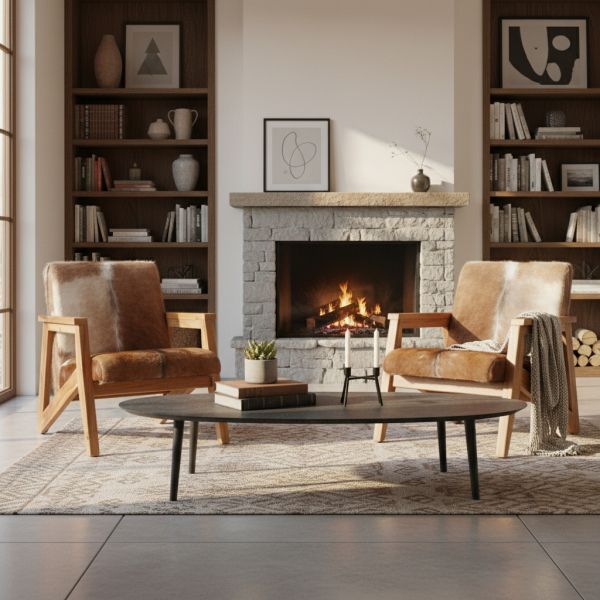 Fauteuil en peau de chèvre marron - AUBRY GASPARD