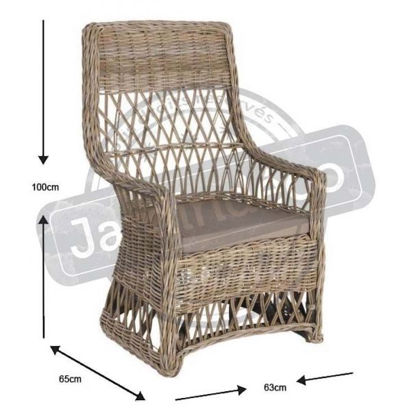 Fauteuil en poelet gris avec coussin en tissu - AUBRY GASPARD